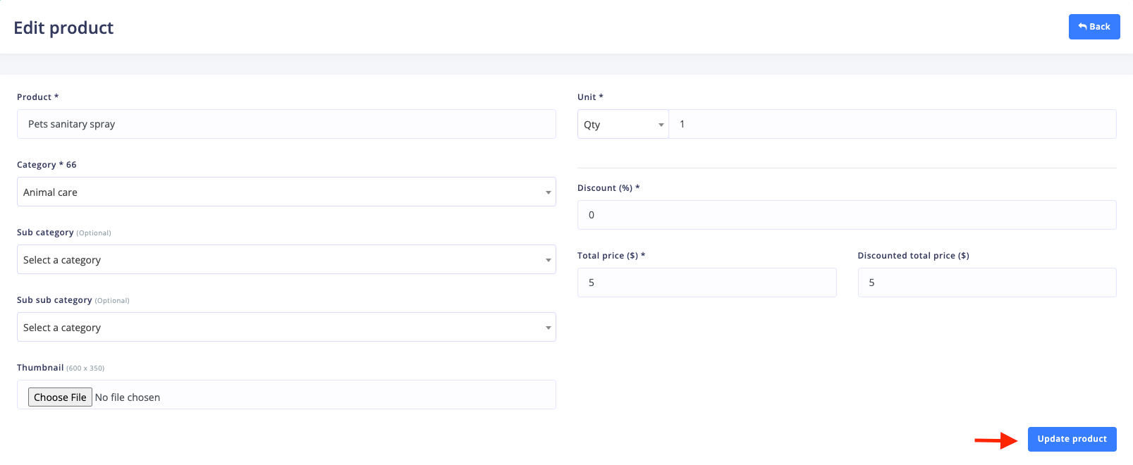 Updating Product On Checkout